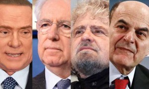 Berlusconi, Monti, Grillo e Bersani.